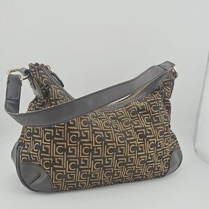 Liz Claiborne Tan and Black Monogram Shoulder Bag